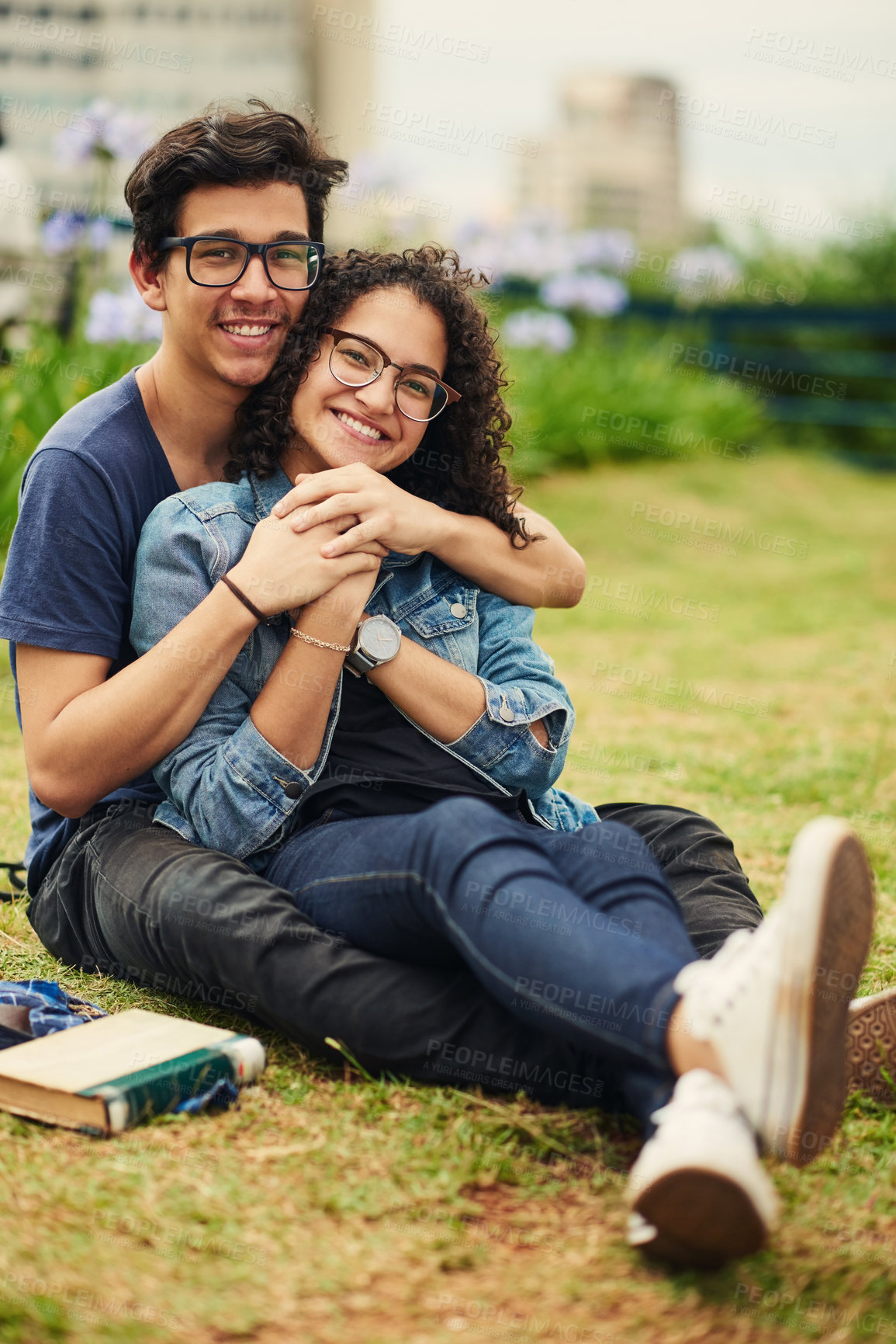 Buy stock photo Shot of a teenage couple outdoors