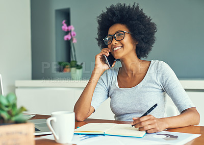 Buy stock photo Cropped shot of an attractive young businesswoman working at home