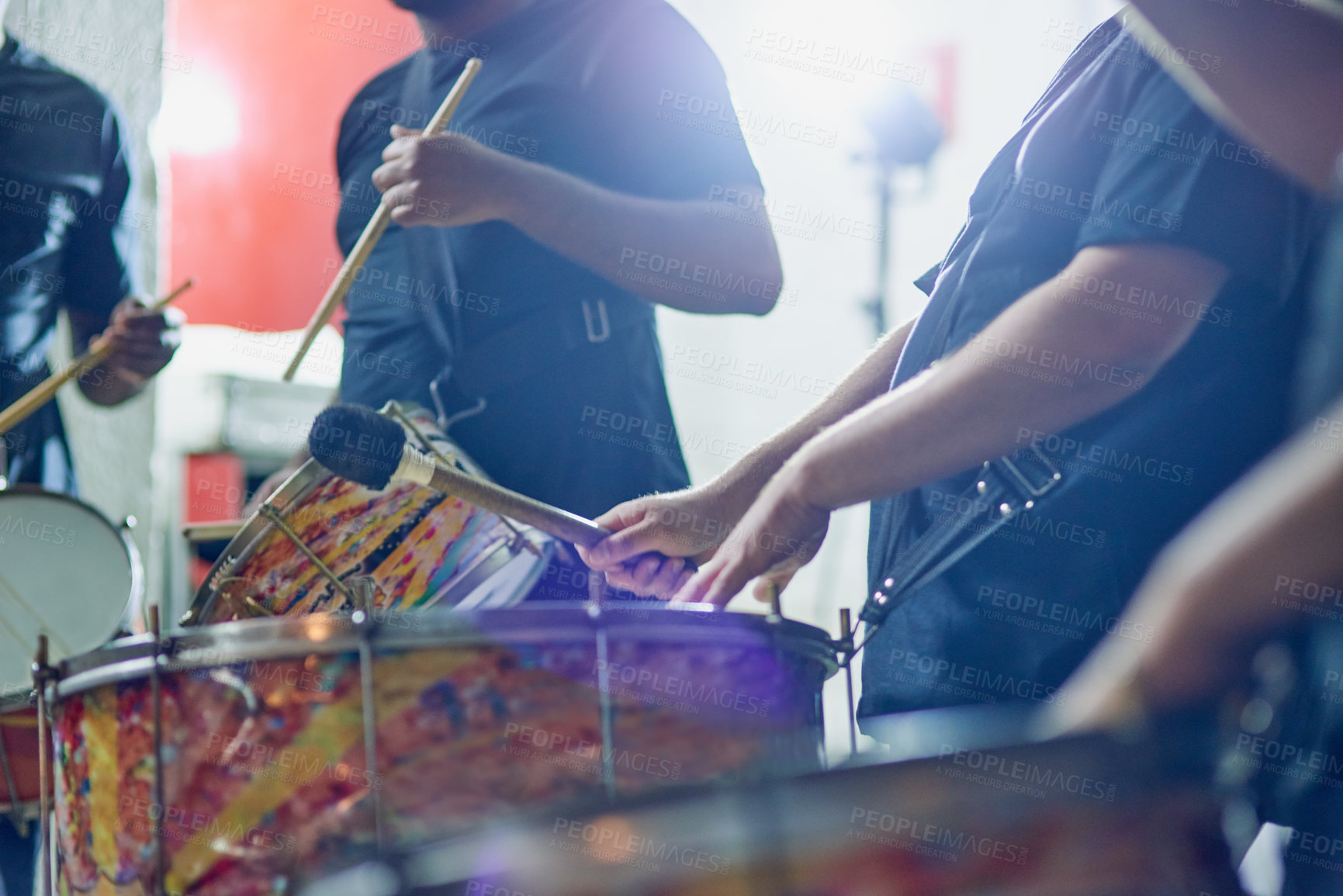 Buy stock photo Shot of a group of musical performers playing together indoors