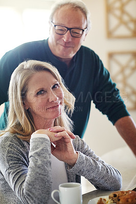 Buy stock photo Cropped shot of a senior married couple spending time together at home
