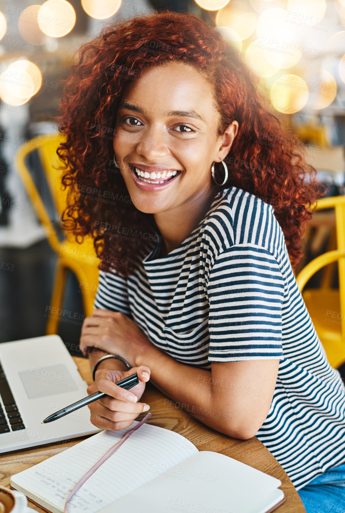Buy stock photo Portrait of an attractive young woman working in a cafe