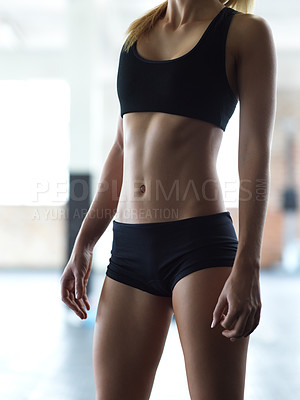 Buy stock photo Cropped shot of an unrecognizable woman in the gym