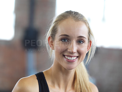 Buy stock photo Portrait of an attractive young woman in the gym