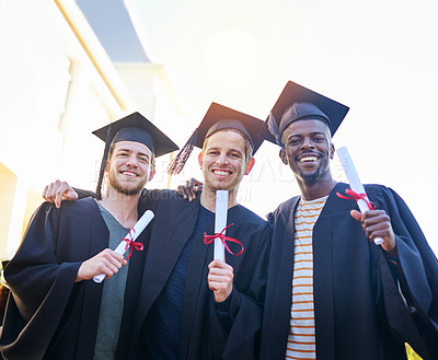 Buy stock photo Shot of students on graduation day from university