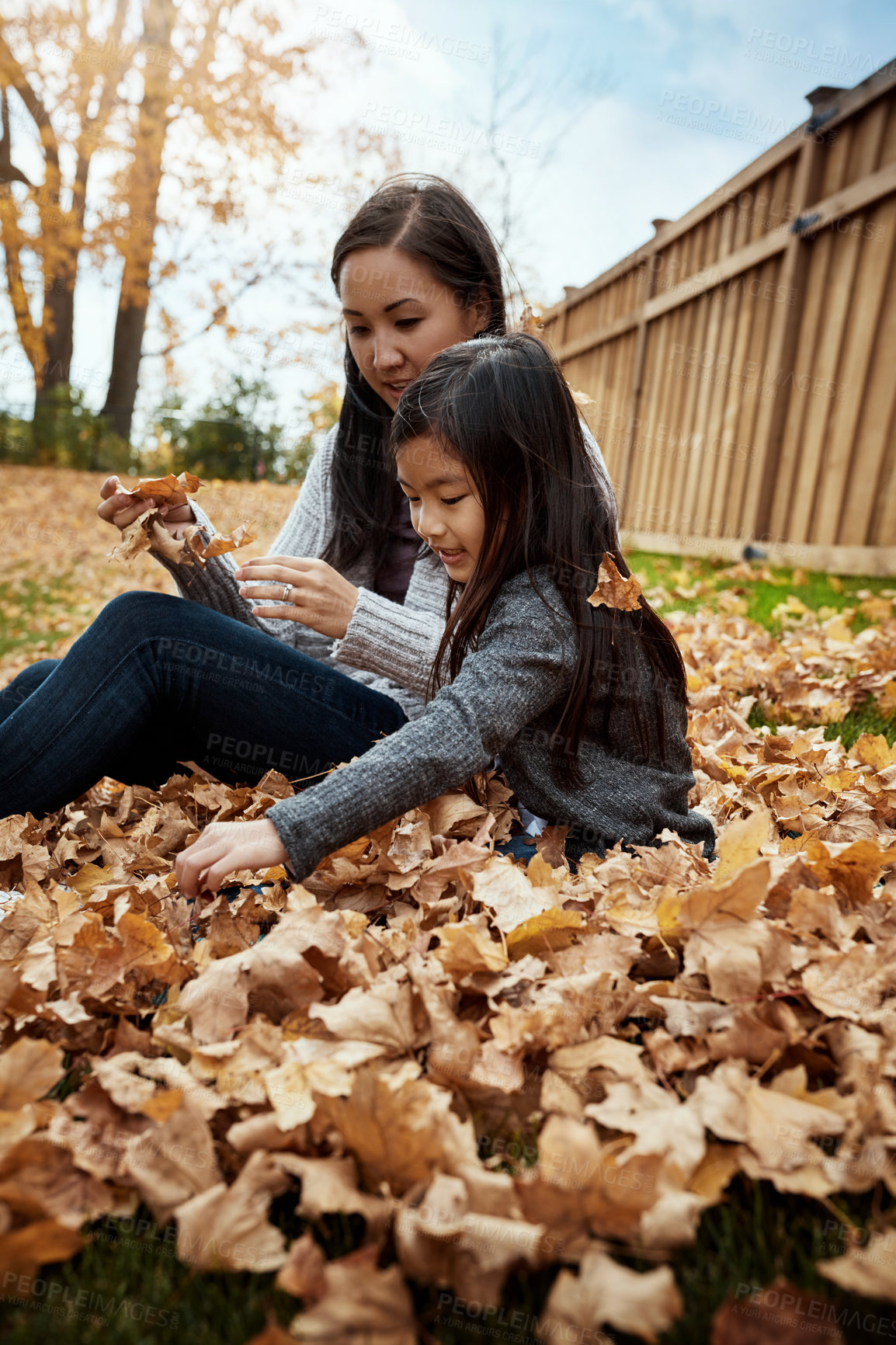 Buy stock photo Shot of an adorable little girl enjoying an autumn day outdoors