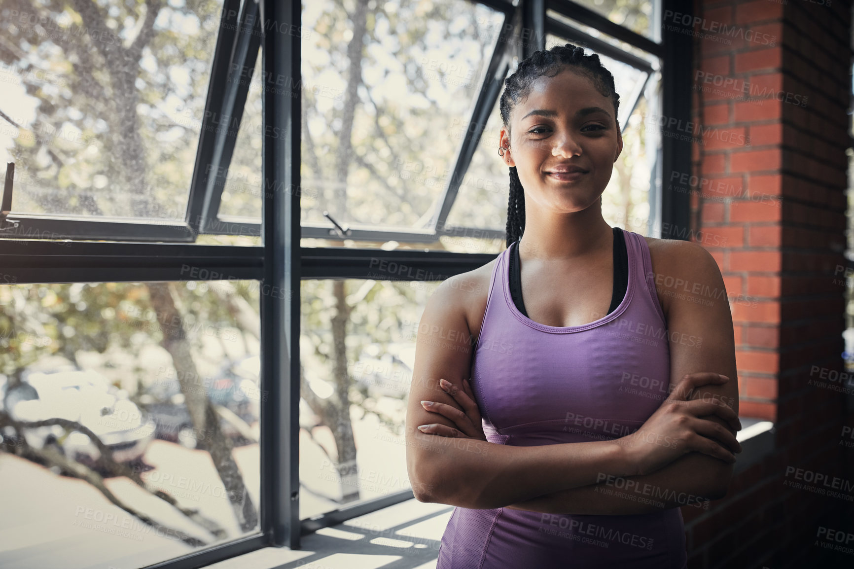Buy stock photo Portrait of a beautiful young woman at the gym
