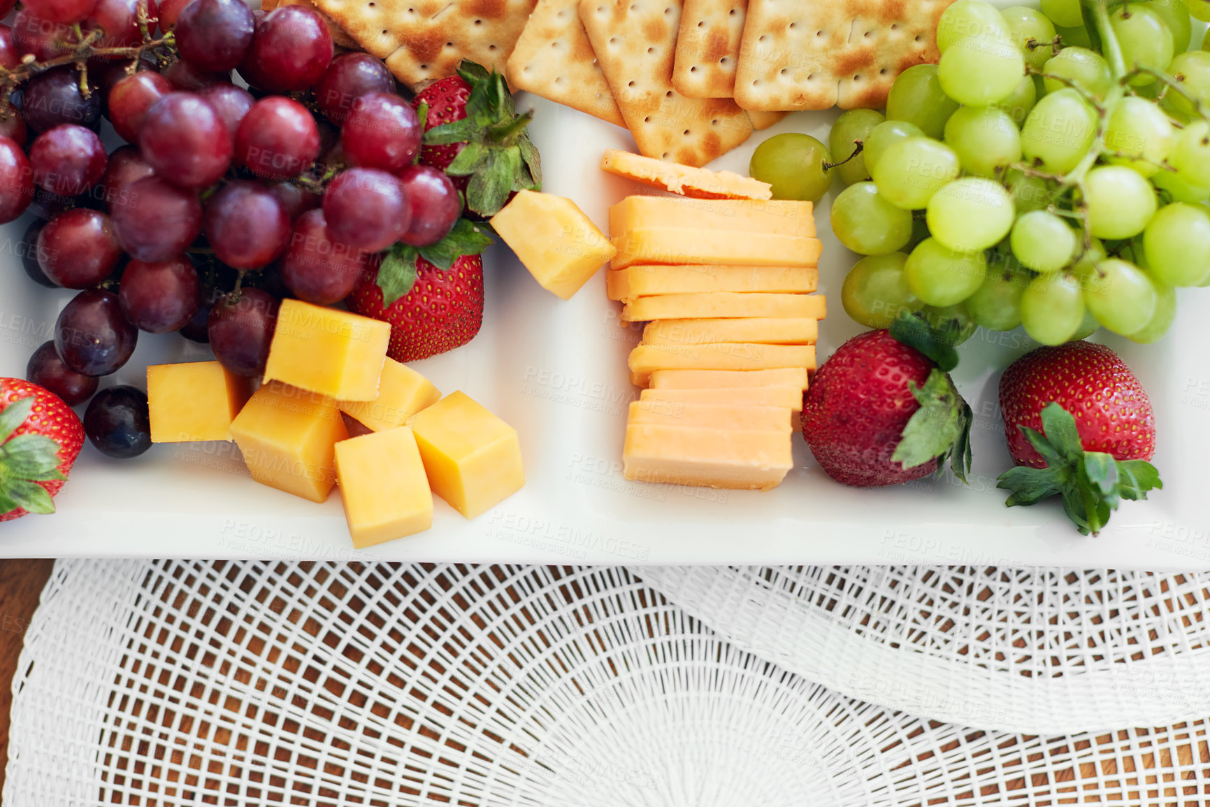 Buy stock photo High angle shot of an assorted healthy food platter