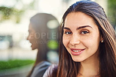 Buy stock photo Portrait of a beautiful young businesswoman outside