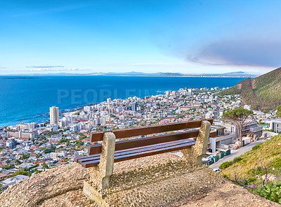 Buy stock photo Aerial view of Sea Point, Cape Town, South Africa