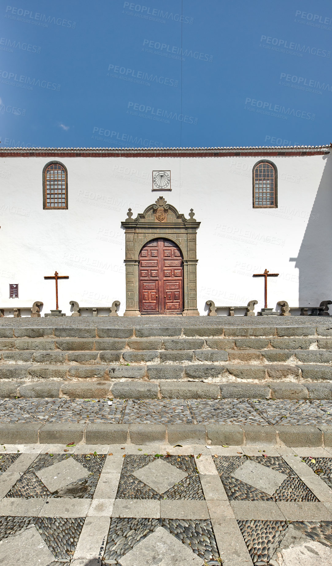 Buy stock photo Old colorful streets and houses of beautiful Santa Cruz, La Palma, Span