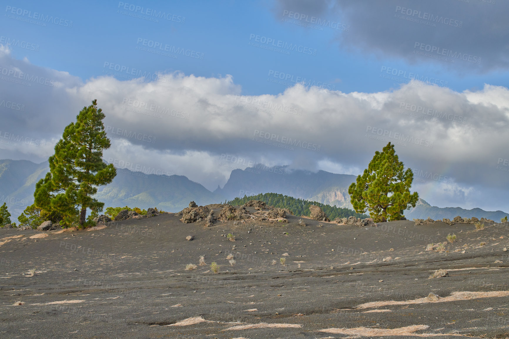 Buy stock photo Beautiful lava landscape on the Cumbre Nueva in La Palma