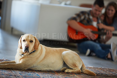 Buy stock photo Cropped shot of a young married couple spending the day at home