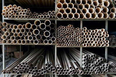 Buy stock photo Cropped shot of building materials in an industrial warehouse