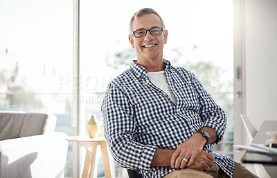 Buy stock photo Portrait of a mature man at home