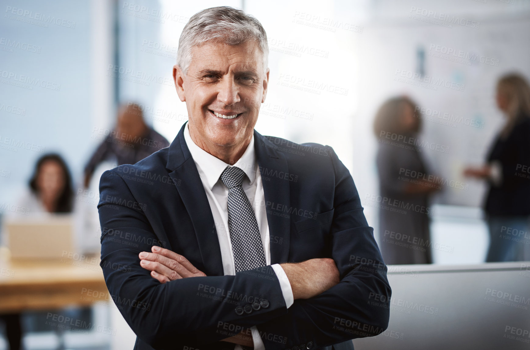 Buy stock photo Portrait of a mature businessman standing in an office