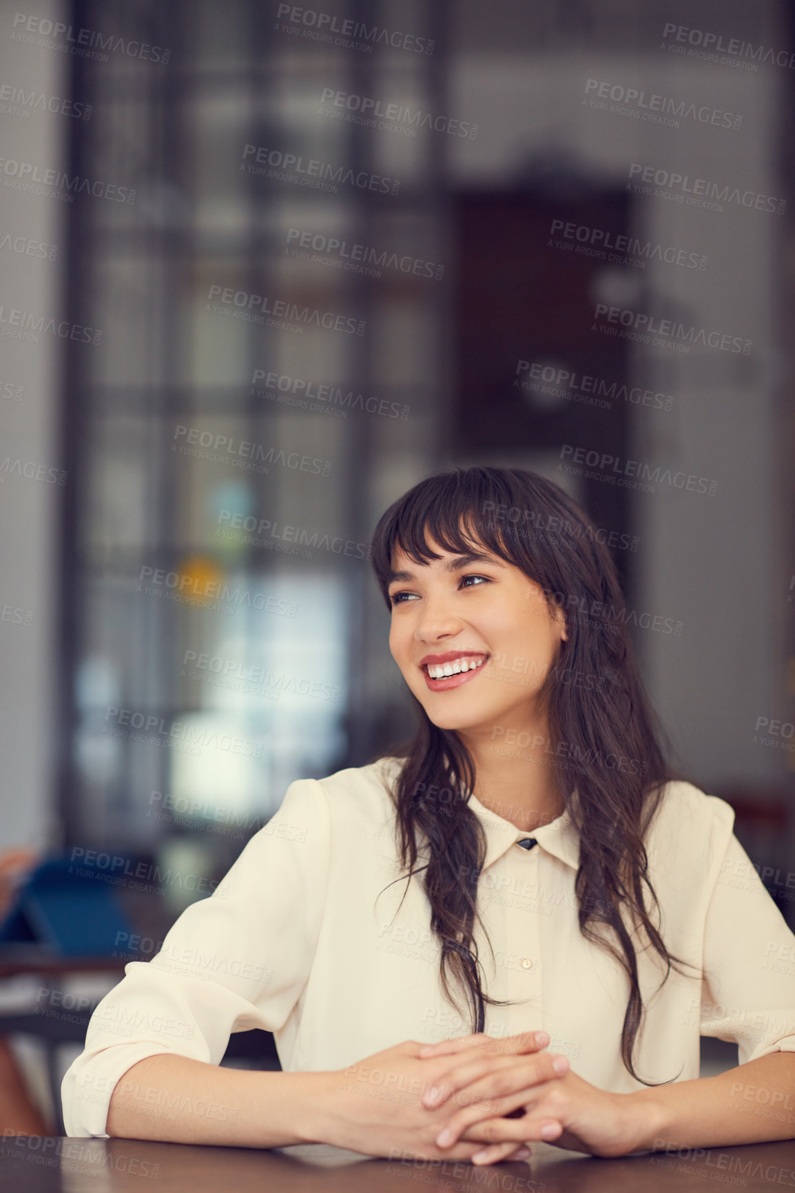 Buy stock photo Cropped shot of a young attractive businesswoman in the office