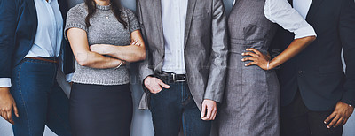Buy stock photo Cropped shot of a group of unrecognizable businesspeople waiting in line for their interviews