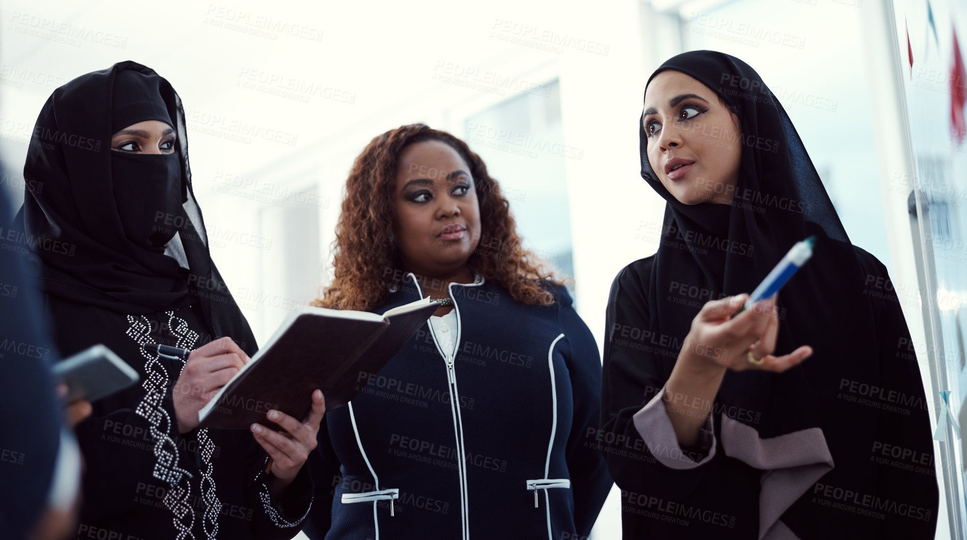 Buy stock photo Presentation, proposal and team with business people in meeting for planning, investor and coaching. Speaker, training and workshop with employees for discussion, stakeholder and brainstorming