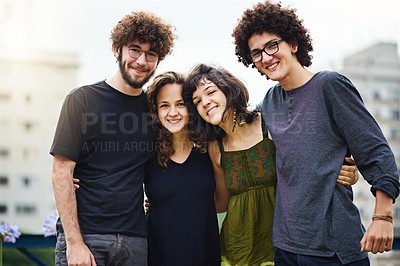 Buy stock photo Portrait of college students outside