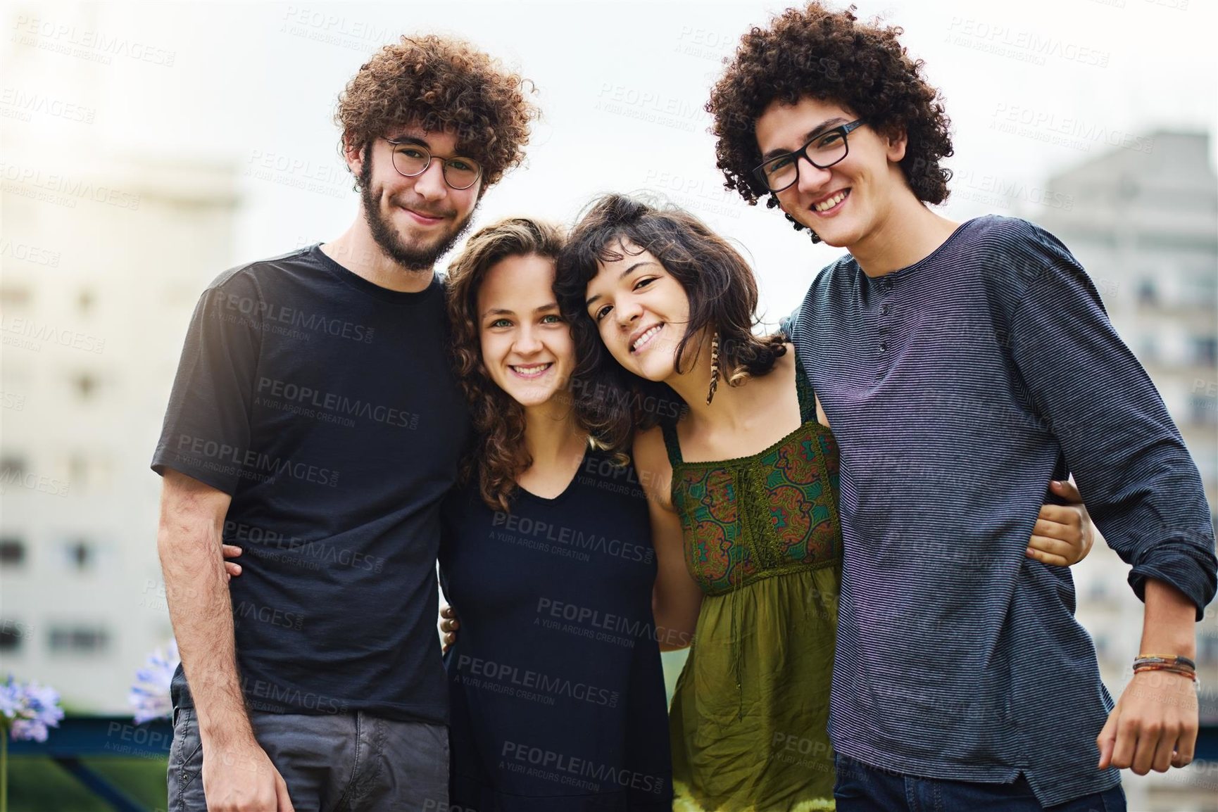 Buy stock photo Portrait of college students outside