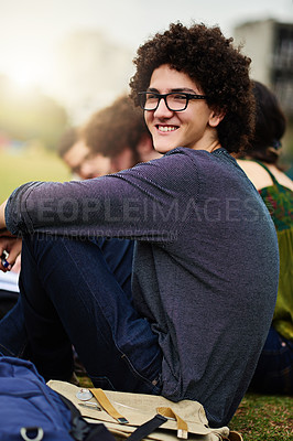 Buy stock photo Cropped shot of college students outside