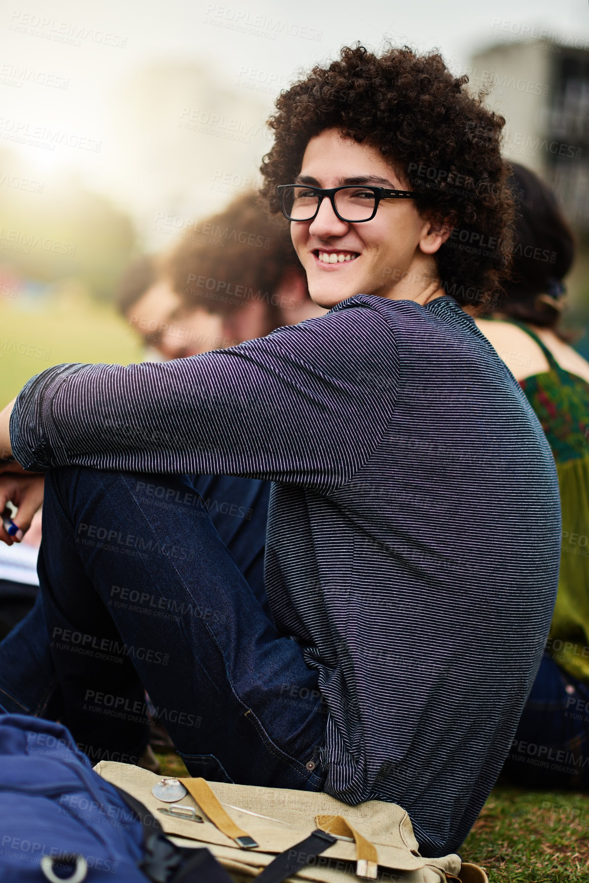 Buy stock photo Cropped shot of college students outside