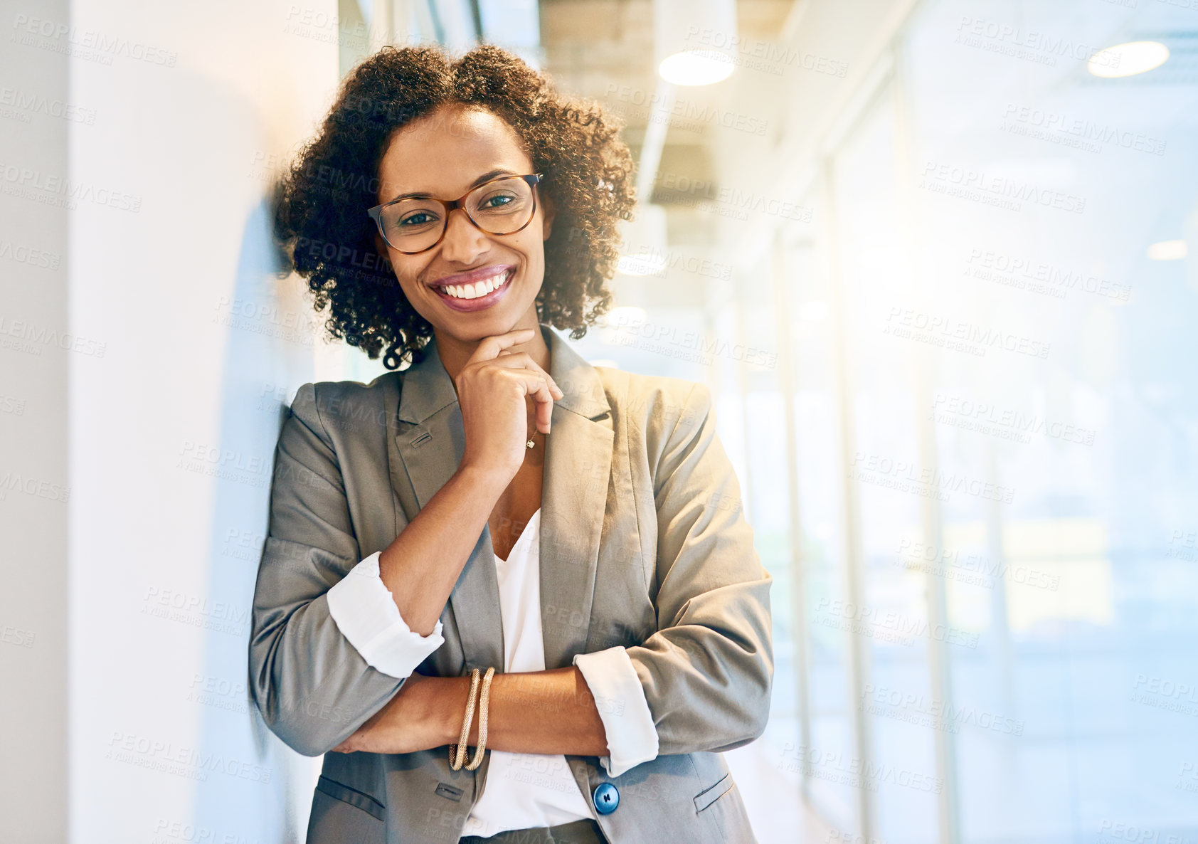 Buy stock photo Cropped portrait of a beautiful businesswoman in a office