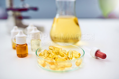 Buy stock photo Studio shot of various types and forms of medication on a white counter top