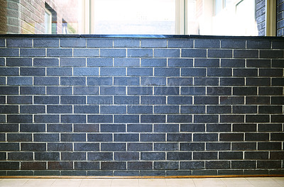 Buy stock photo Cropped shot of a black facebrick wall on a university campus