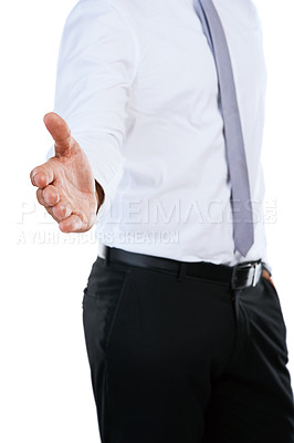 Buy stock photo Studio shot of an unrecognizable businessman posing against a white background
