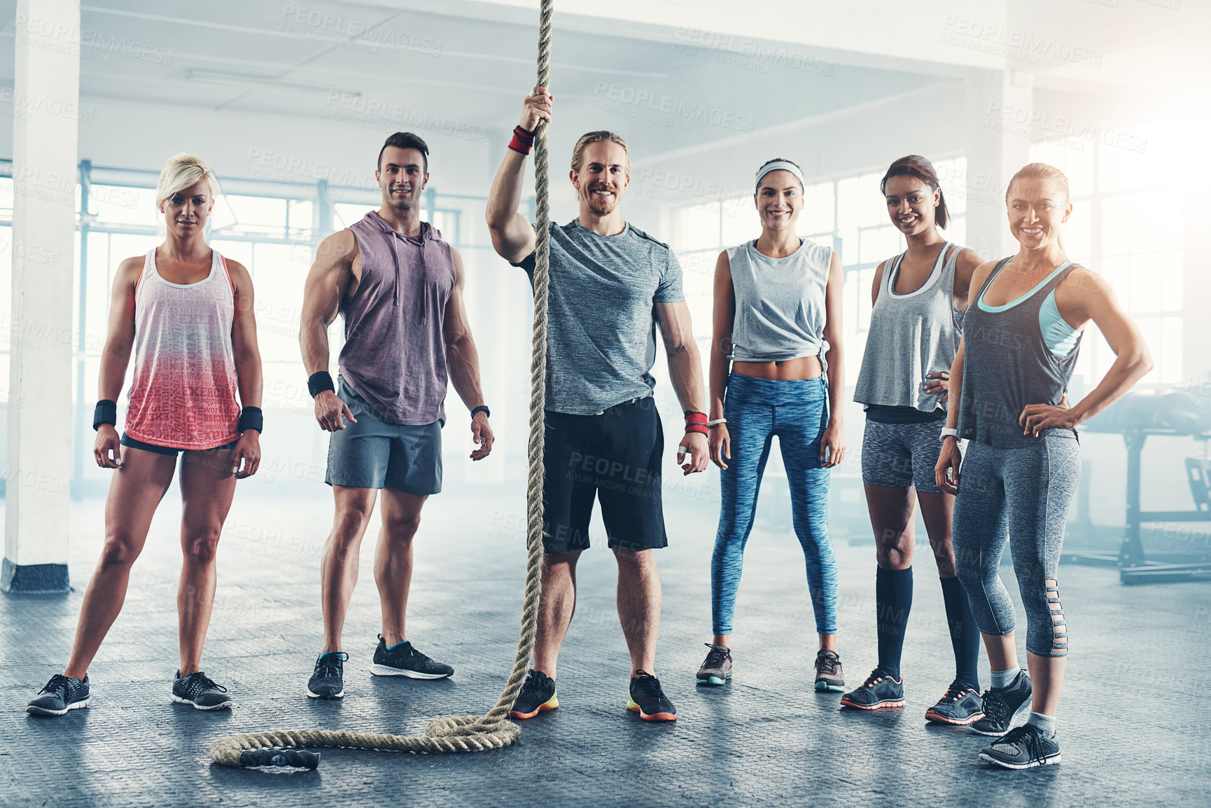 Buy stock photo Portrait of a fitness group standing together