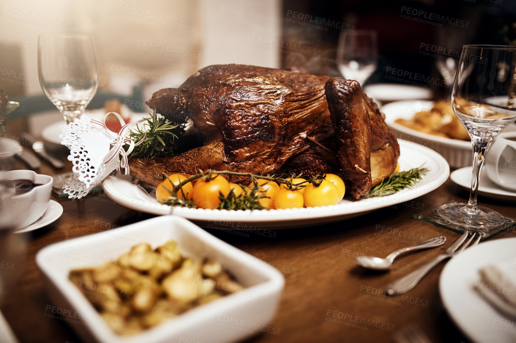 Buy stock photo Shot of a feast on a table at Christmas