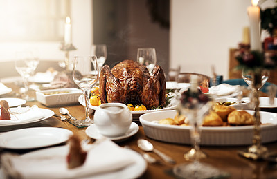 Buy stock photo Shot of a feast on a table at Christmas