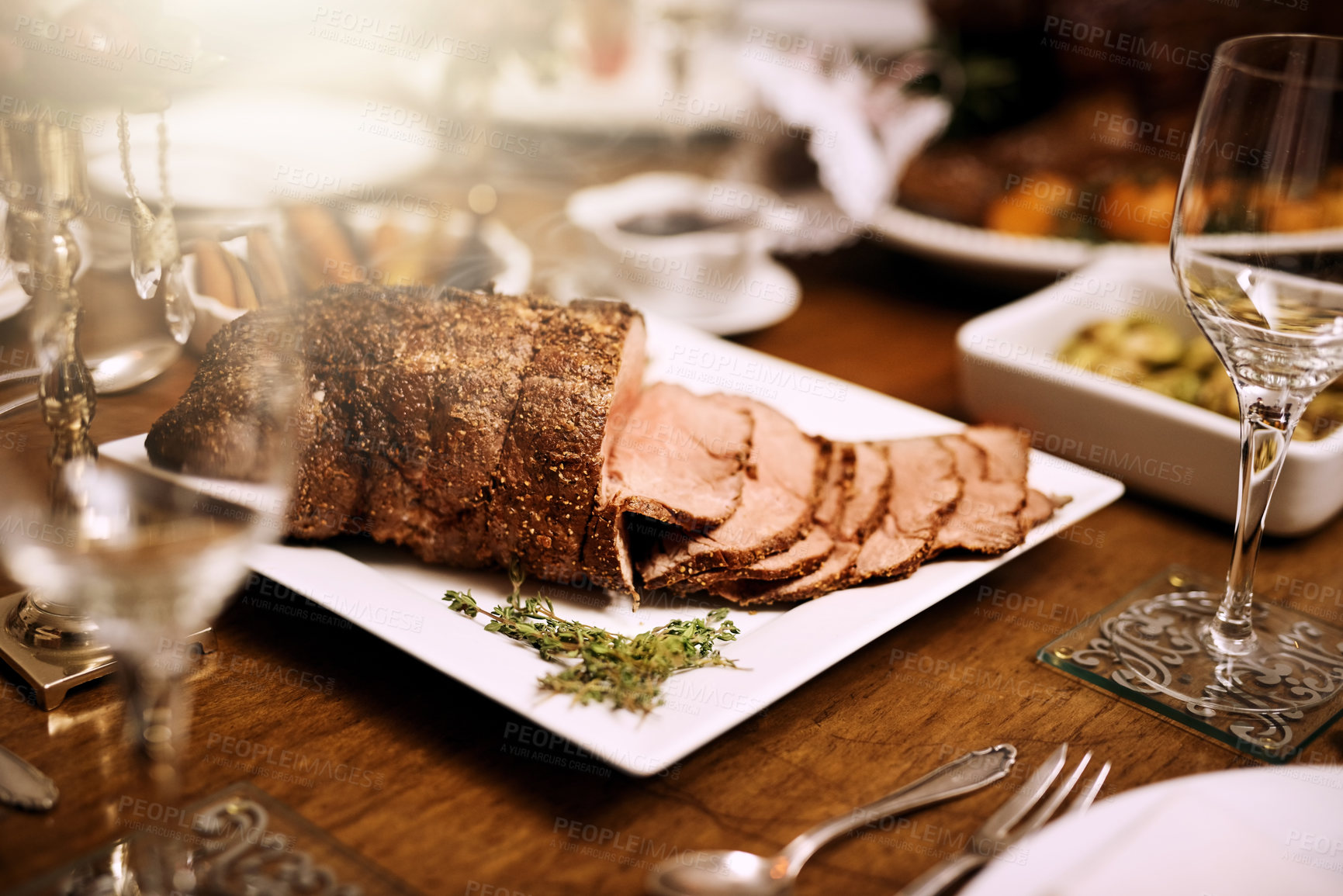 Buy stock photo Shot of a feast on a table at Christmas