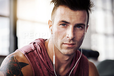 Buy stock photo Portrait of a handsome young man at the gym