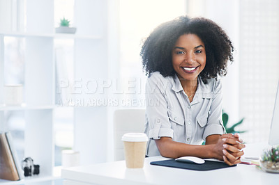 Buy stock photo Portrait of a young businesswoman working in an office