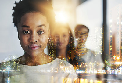 Buy stock photo Cropped portrait of a group of businesspeople standing in the office