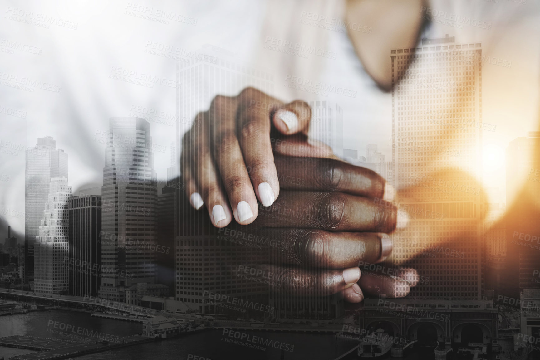 Buy stock photo Closeup shot of two unrecognizable people holding hands in comfort