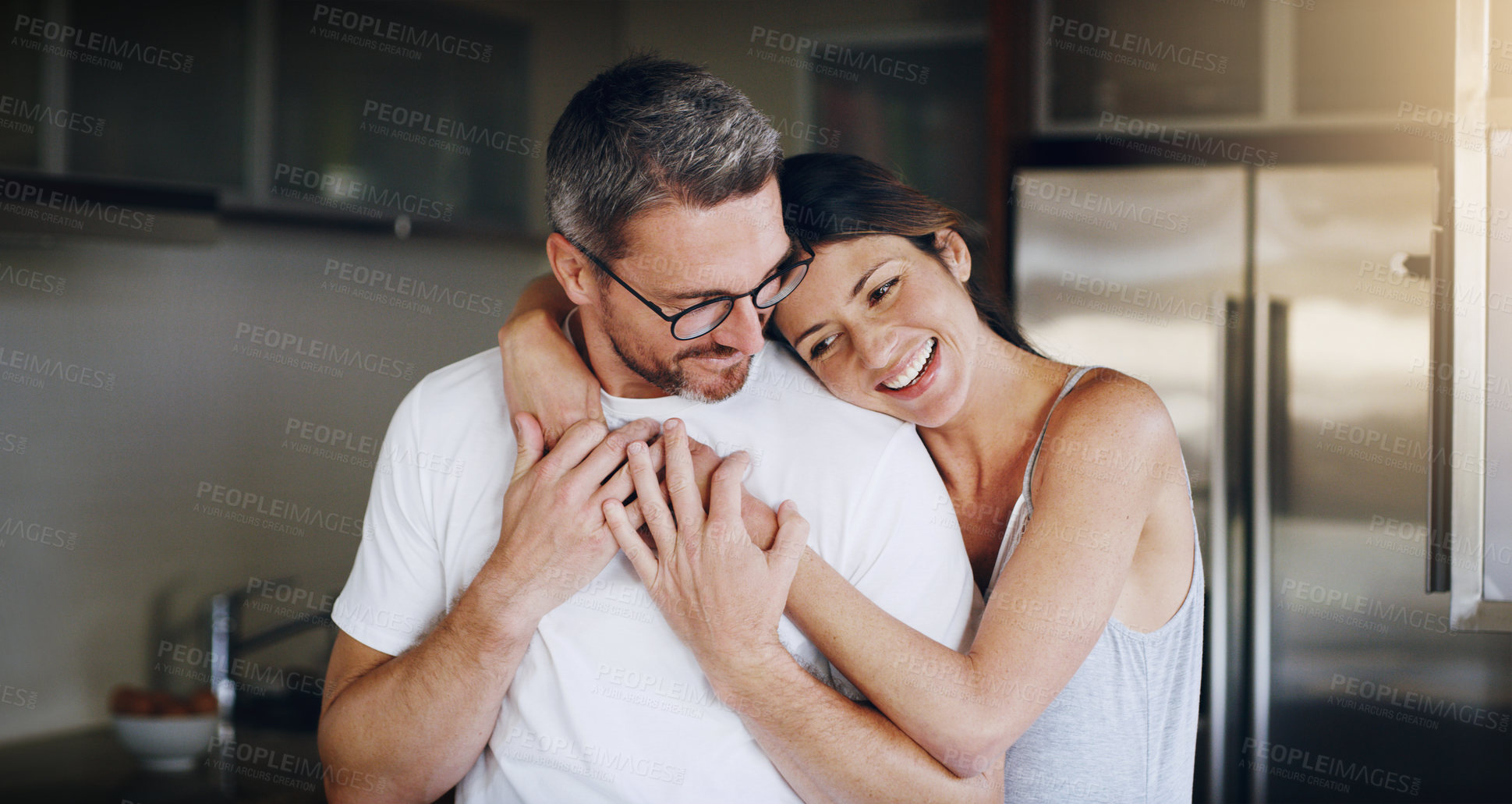 Buy stock photo Shot of a mature couple spending quality time together in the morning at home