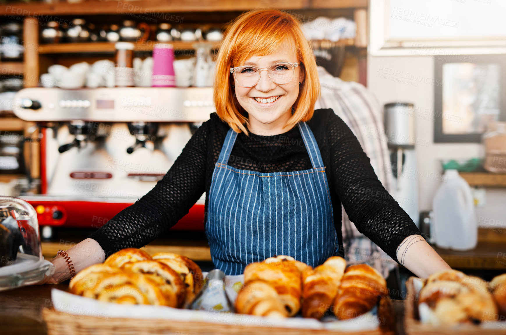 Buy stock photo Portrait of a confident young woman working in a cafe