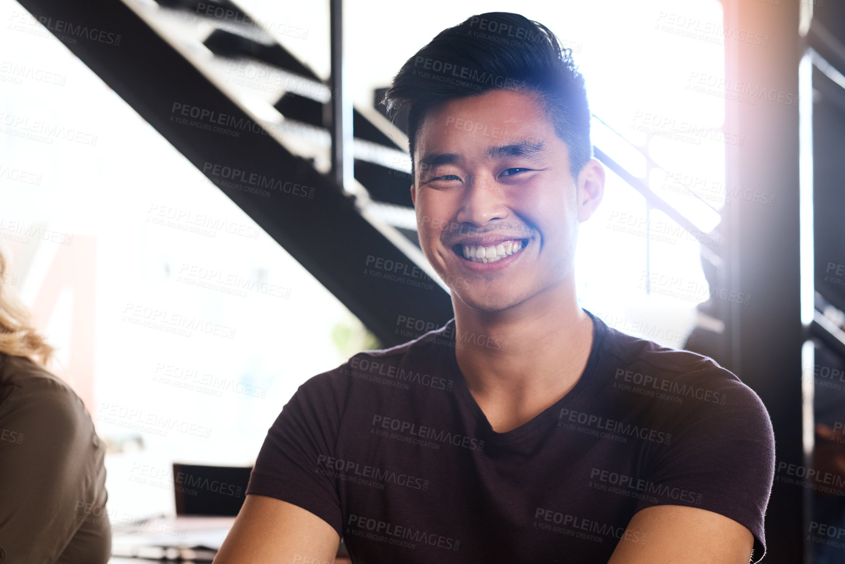 Buy stock photo Cropped portrait of a confident and handsome young designer sitting in his office