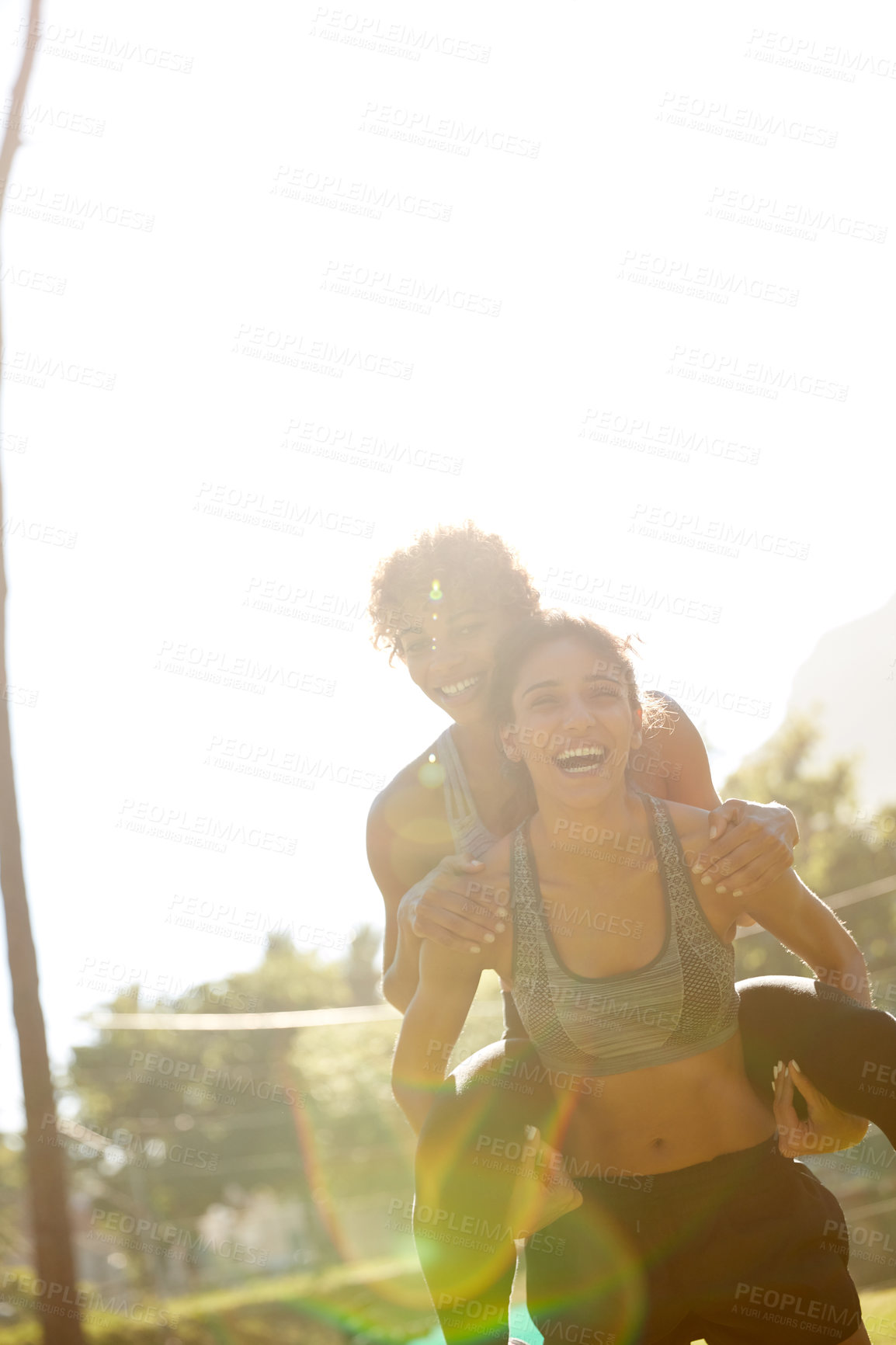 Buy stock photo Cropped shot of a sporty young couple spending the day outdoors