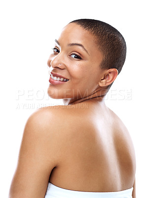 Buy stock photo Portrait of a beautiful young woman striking a pose against a white background