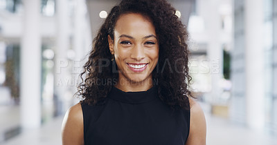 Buy stock photo Cropped shot of a confident young businesswoman working in a modern office