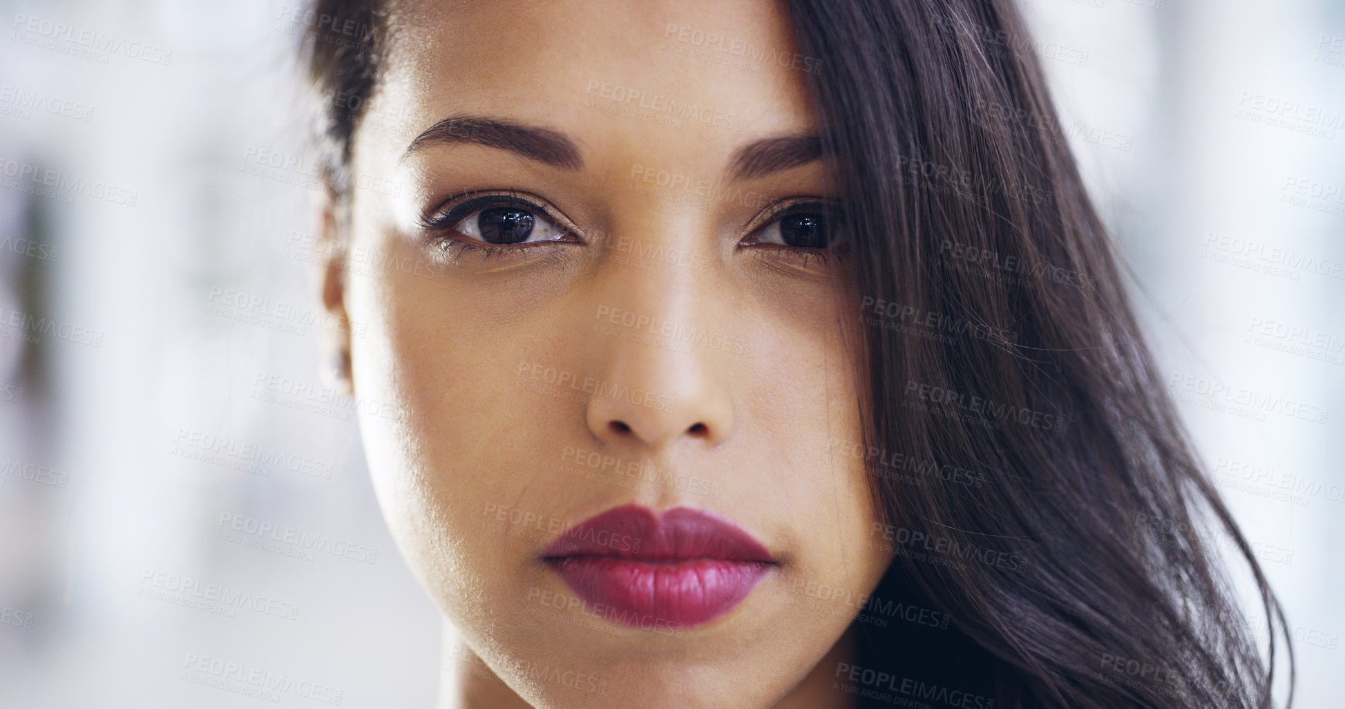 Buy stock photo Cropped shot of a young beautiful businesswoman in a modern office