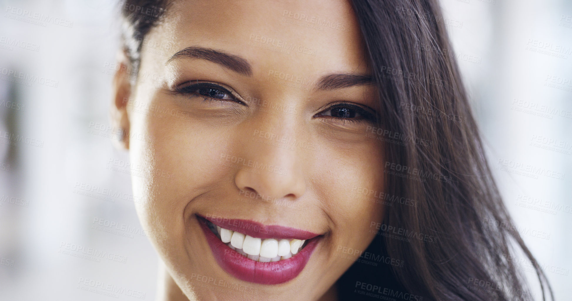 Buy stock photo Cropped shot of a confident young businesswoman working in a modern office