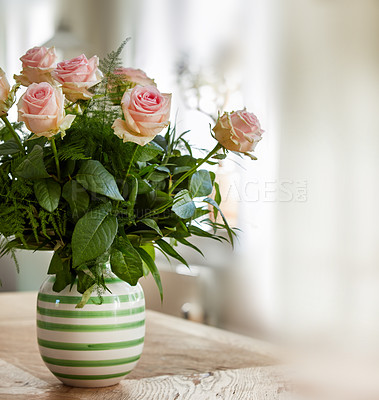 Buy stock photo A beautiful red and pink roses in a vase