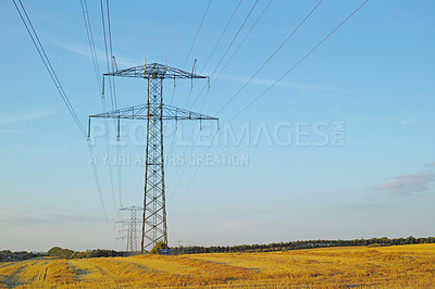 Buy stock photo electricity pylons