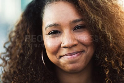 Buy stock photo Portrait of an attractive young woman in the city