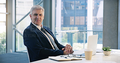 Buy stock photo Portrait, senior and business man, ceo or professional in office workplace. Face, elderly and male executive, entrepreneur or director from Australia with pride for career, job and success mindset.